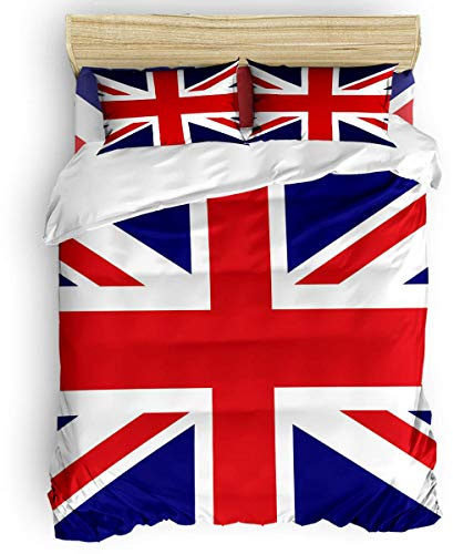 HARXISE Ensemble de Housse de Couette 3 pièces Drapeau Britannique Angleterre Grande-Bretagne, Ensembles de literie Confortables Faits à la Reine Anglaise Patriote Moderne