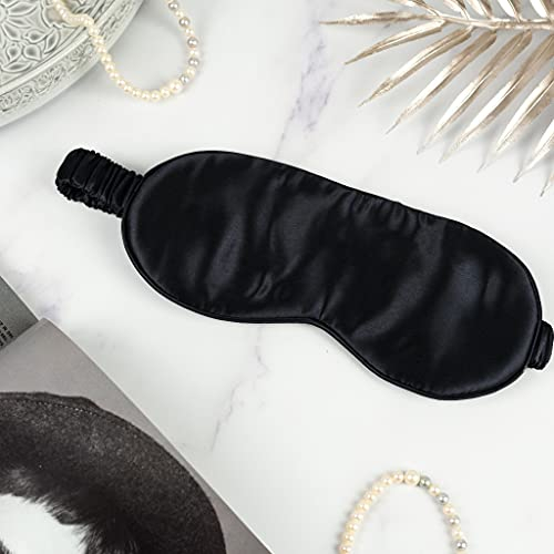 OFFTOPIC® Schlafmaske aus 100% reiner Seide, Schlaflosigkeitsstopp, verbesserte Schlafqualität, Reisezubehör, Oeko-Tex-Zertifikat, maschinenwaschbar, Schwarz