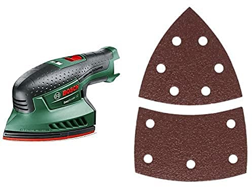 Bosch Home and Garden EasySander 12 Cordless Multi-Sander (12 Volt, Without Battery, 3X Sanding Sheets) + 10 pc. Santing Sheet Set (Grit 80)