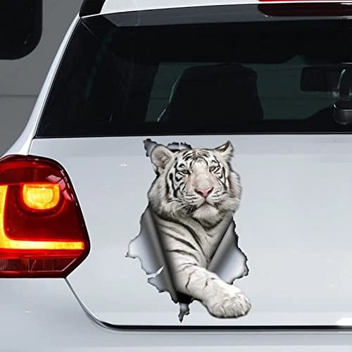 PBHYDK 2Pcs 3D Tiger Auto Aufkleber, Weißer Tiger Aufkleber für Auto, Laptop, Koffer, LKW & mehr