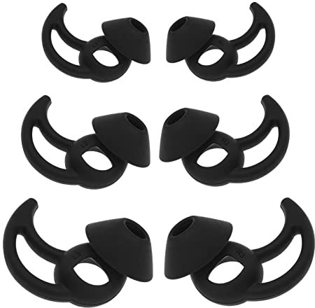 Create idea 3 Pairs Earbuds Cover Silicone Earhooks Ear Loops in-Ear Earbuds Tips with Wings Compatible with Bo-se QuietComfort and Sport Earphones S M L Black