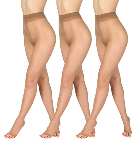 BANANALU zehnfreie Strumpfhose extra dünn 8 Den Toeless transparent Summer Toe 8 Bronze M / 3er Set