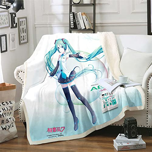 Hatsune Miku Anime 3D-Digitaldruck Flanell Ultraweiche Micro-Fleece-Decke Pflegeleicht