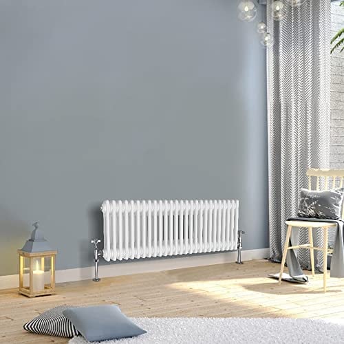 WarmeHaus 300x1190mm Horizontal Traditional 2 Column White Cast Iron Style Radiator Central Heating