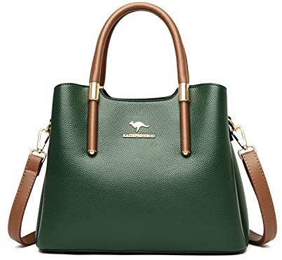 NICOLE & DORIS Handtasche Damen Mittelgroß Frauen Schultertaschen PU Leder Tote Tasche Elegante Henkeltasche Umhängetasche wasserdichte Satchel Handtasche mit Vielen Fächern Grün