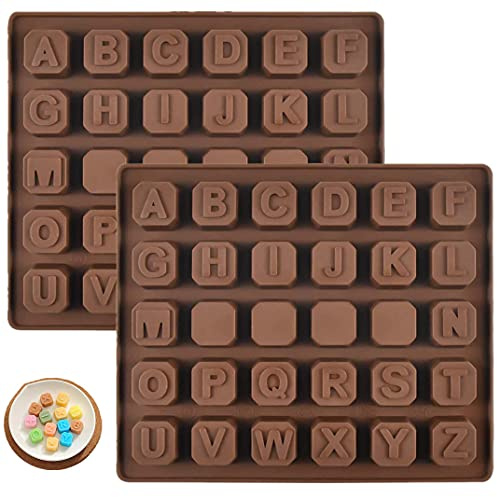 2 Pcs 26 Letter Silicone Alphabet Mould | Non‑Stick DIY Baking Moulds, Multi‑Use Mold for Chocolate, Candy, Jelly, Fondant, Soap, Cookies & Biscuit Making