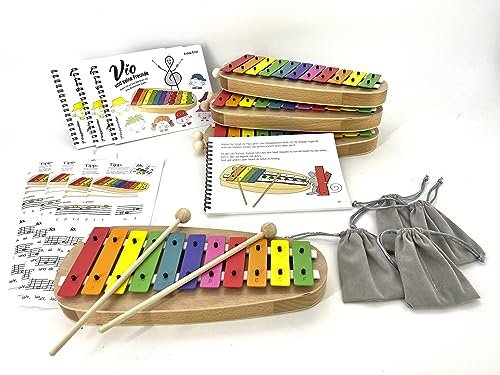 Voggenreiter Voggy's großes Glockenspiel-Set für Kindergarten und Schule, 8-teilig inkl. Aufbewahrungs-Kiste, für bis zu 4 Kinder, ab 3 Jahre