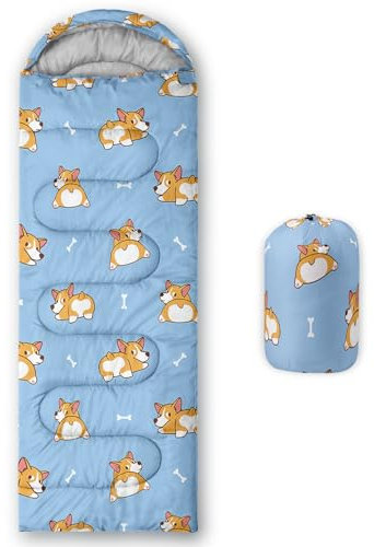 HOSIMA Schlafsack mit Cartoon-Hund, für Kaltes Klima, für Erwachsene, Mädchen und Jungen, wasserdicht, für Herren, warm, Camping, Wandern, Outdoor, Reisen, Jagd, Kompressionssack (Cartoon-Hund)