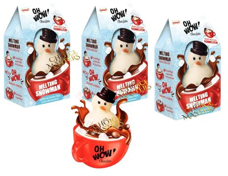 3 X Snowman Hot Chocolate Gift Boxes | Melting Snowman Filled with Milk Chocolate Chips & Mini Marshmallows | Great Christmas & Stocking Filler | Great For Adults And Children 3 x 75 g