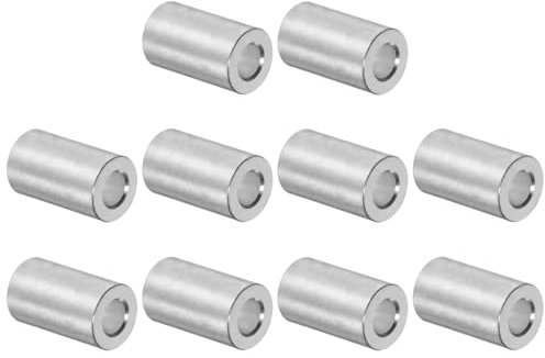 sourcing map 10 Piezas Espaciador de Aluminio 5 mm de Diámetro Interior 10 mm de Diámetro Exterior 20 mm de Longitud Acabado Liso Espaciador Redondo para Tornillos Pernos y Barras M5