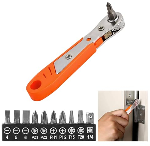 Destornilladores de Trinquete, Mini Llave de Trinquete Magnética, Mini Llave de Trinquete de 1/4 Pulgadas, con 10 Puntas de Destornillador Diferentes, Mini Carraca, para Reparación de Automóvile