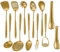 304 Stainlss Steel Matte Kitchen Utensils Set, 12 Pcs Long Metal Cooking Utensil Gadgets Tools Set with Spatula, Ladle, Spoon, Ladle, Skimmer, Tunner, Pasta Server, Tongs(Gold, Dishwasher Safe)