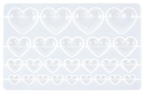 3D-Formen aus Kunstharz in Herzform – Silikon-Gießform mit 25 Mulden für Bastelarbeiten, Schmuck und dekorative Liebesherzgeschenke