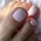 Short Press on Toenails - 24PCS Glitter Fasle Toenails - Light Pink Full Cover Acrylic Stick on Toe Nails - False Nails with Glue Long Lasting Salon Home DIY Manicure Tips