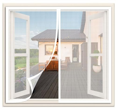 Mosquito net Window 75x115cm Magnetic Fly Curtain,Fly Screen,Window Roller Blind,Easy to Install with Adhesive for Balcony Door,Patio Door,White