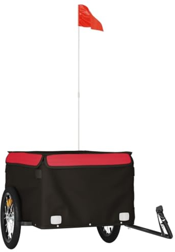 vidaXL Rimorchio da Bici Nero e Rosso 45 kg in Ferro