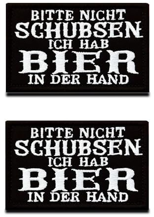 2 Stück Bier in Der Hand Bestickte Applikation Lustiges Biker Fun Moral Bänder Patches für Taktische Rucksack Kleidung Uniform Weste Hundeweste Baseballkappe Bierdekoration