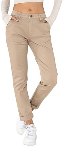 Nina Carter J250 Pantalon Chino pour Femme Confortable Taille Haute Coupe ajustée en Coton Stretch Élégant (Taupe (J250-27), S)