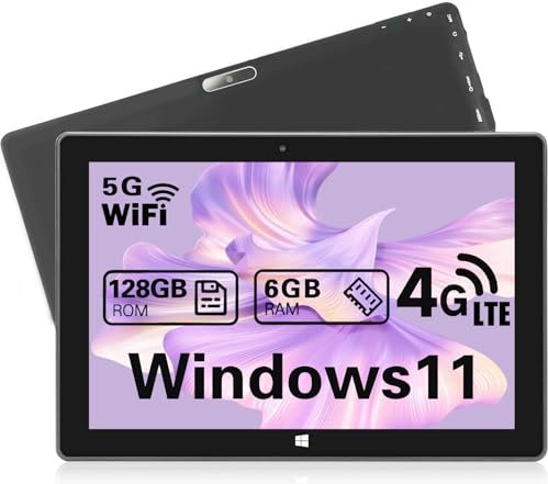 SZTPSLS Windows 11 Unlocked Tablet - 10 Inch, 128GB+6GB, 5MP+2MP Camera, 5G WiFi GPS/BT, 6000mAh Battery, 1280 * 800 IPS Screen, Cellular