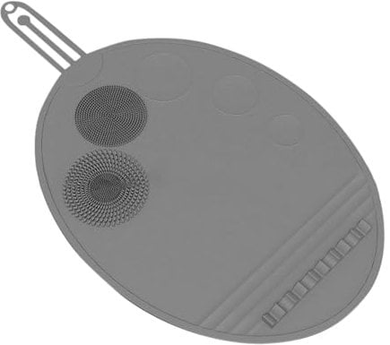 Silicone Cosmetic Disk Pad With Brush Cleaner And Bracket Mixed Foundation Make Up Tray Portable Cosmetic Brush Cleaning Pad Foldable RhP362 (Grey, 32x24cm)