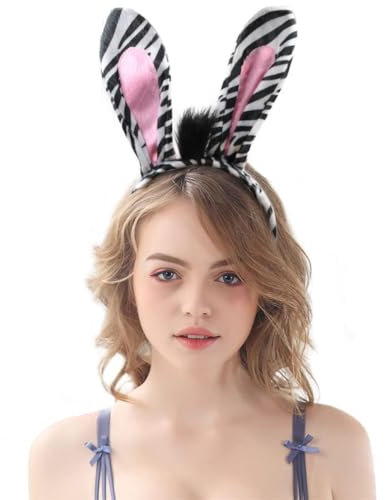 YUYWWAN Serre Tête Oreille Animal Enfant, Peluche Serre Tete Animaux Carnaval Mignon Oreille de Serre Tete pour Enfants Adultes Fête à Thème du Carnaval, Accessoires de Jeu de Rôle (Zèbre)