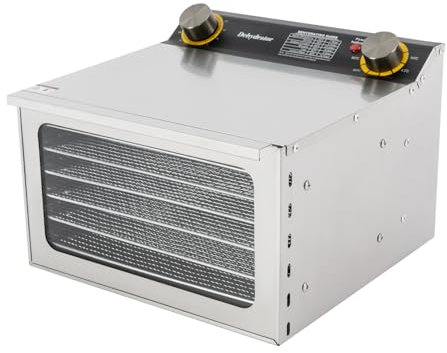 Lebensmittel-Trocknungsmaschine für Obst und Gemüse mit 400W Trockner für Küche Restaurant und Café 0-12 Stunden Timer Edelstahl (Silber, 6 Gitterroste)