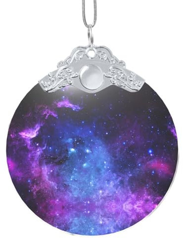 Metallschnalle, Glas, rund, Galaxie, Stern, Weltraum-Druck, Dekoration für Weihnachtsbaum 2024, Weihnachtsdekoration