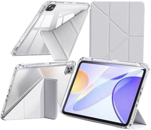 A-BEAUTY Custodia Compatibile con iPad (A16) 11a/10a Generazione (2025/2022) Cover Trasparente Antiurto con Portapenne & Staffe Adattatore, Supporto Trifold 6 in 1 a Forma di Y, Grigio