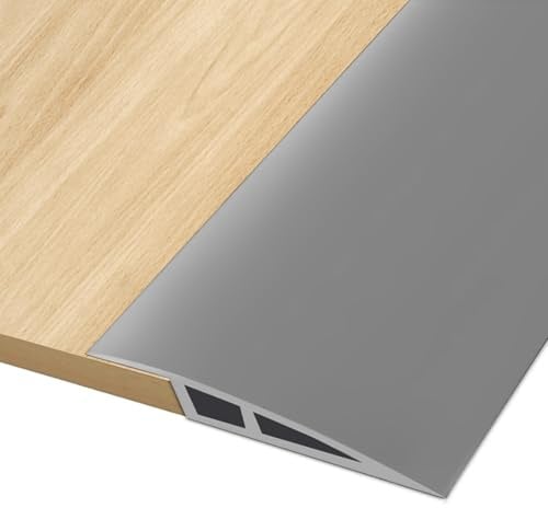 2M * 7cm Soglia di Dislivello Pavimento in PVC Autoadesiva, Profilo di Transizione Pavimento per Dislivello di 15-20mm, Listelli di Collegamento a Pavimento per Pavimenti Parquet (Grigio)