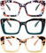 KoKoBin Oprah Occhiali da lettura quadrati da donna Oversized con cerniere a molla per computer (blu Leopard/Iridescente/verde Leopardo, 1.5, Diottria)