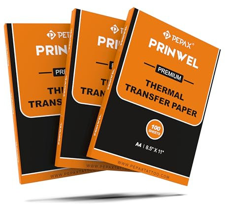PEPAX PRINWEL Tattoo Transferpapier - 1 Schachtel 100 Blatt Prämie Stencil Papier 4-Schicht Thermotransferpapier 21.6 x 27.9 cm A4-Format Tattoo Papier für Tattoo Zubehör