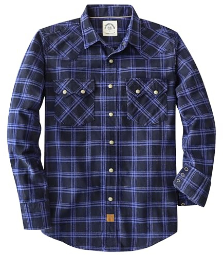 Dubinik® 6.3 oz Flanellhemd Herren Langarm Western Hemd Mit Druckknöpfen | Reine Baumwolle, Kuscheliges, Doppelten Brusttaschen, Weich und Warm, langlebig, Vintage, für Alltag, Arbeit und Outdoor