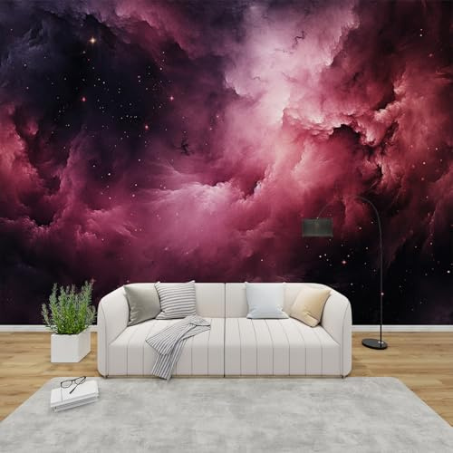 PaxGloz Fototapete Galaxie Farbverlauf Lila Tapete Weltall Tapeten Vliestapete Modern Wandtapete Wohnzimmer Schlafzimmer Kinderzimmer Wanddeko Motivtapeten 300 x 210 cm (B x H)