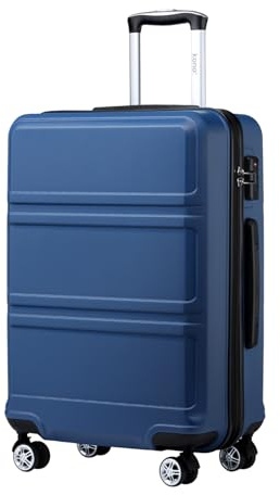 KONO Großer Koffer Leicht Hartschalenkoffer Trolley Reisekoffer mit 4 Rollen und TSA Schloss, 85x56x34cm, 140Liter, Zwillingsrollen Rollkoffer, ABS+PC Hartschale (Dunkelblau, XXL)