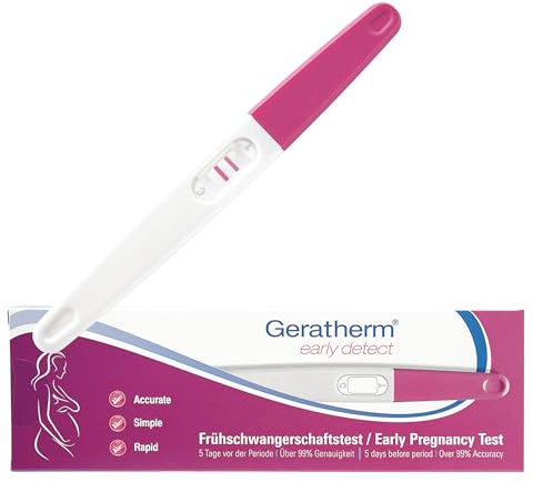 Geratherm early detect Schwangerschaftstest | Frühtest Mittelstrahl 1er | ÜBER 99% ZUVERLÄSSIG: Hochsensibler Frühtest (10 mIU/ml). Sichere Früherkennung bis zu 5 Tage vor der fälligen Periode.