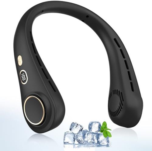 NXPZ Ventilatore da Collo, Ventilatore da Collo Portatile, con Display LED, 5 Velocità Regolabili, Ventilatore Personale Silenzioso Senza Pale da 1800mAh, Ricarica USB, per Ufficio, Sport, Viaggi