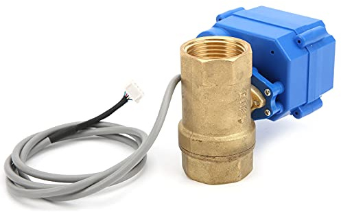 Cryfokt Wasserlecksensor, Akustischer Überlaufschutzmelder mit DN25-Absperrventil, Akustischer Lichtalarm 8 LED-Anzeigen für Wasserrohr-Heizsystem, Zentrale Klimaanlage (EU-Stecker)