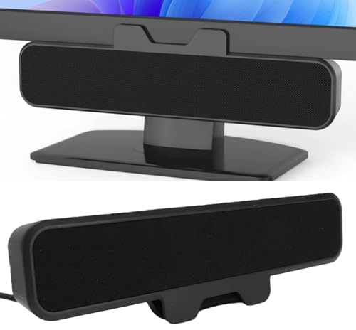 LICAEVEY USB Computer Speaker, Clip On Portable PC Monitor Speaker Bar 10W Stereo Sound USB Powered with Mute and Volume Control for Desktop PC Laptop Monitor