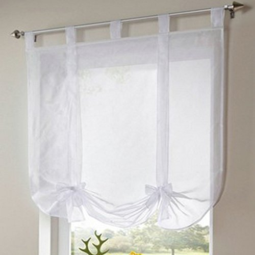 SIMPVALE 1 Stück Raffrollo mit Schlaufen Gardinen Römischer Vorhang Schleife für Wohnzimmer Schlafzimmer Balkon und Küche, Weiß, Breite 100cm/Höhe 140cm