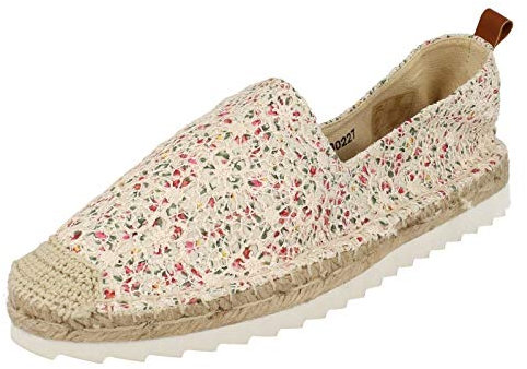 Savannah Ladies Casual Summer Canvas Pumps - Beige Canvas - UK Size 4 - EU Size 37 - US Size 6