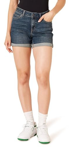 Amazon Essentials Women's Mid-Rise Slim Fit 4 Denim Shorts, Dark Denim, 12