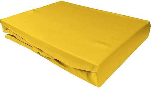 Bettwaesche-mit-Stil Mako Satin Spannbettlaken Spannlaken Spannbetttuch (200 cm x 200 cm, Matratzenhhöhe 21-30cm, Gelb)
