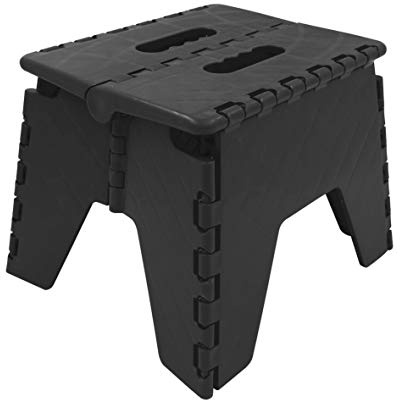 Anika 16749 Folding Step Stool / 22cm (8.7”) Tall / 200lbs Max Load/Ultra Durable/Kitchen, Bathroom, Office/Black Colour
