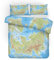 Weltkarte Bettwäsche Set 3-teilig,Antike Karte World Map Retro-Stil Blaues Meer und Gelbes Land Bettbezug mit Reißverschluss, Weiche Mikrofaser mit 2 Kissenbezügen (Blau, Single 135 x 200 cm)