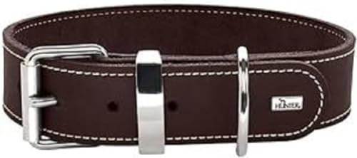HUNTER AALBORG SPECIAL Hundehalsband, Leder, strapazierfähig, komfortabel, 60 (M-L), dunkelbraun