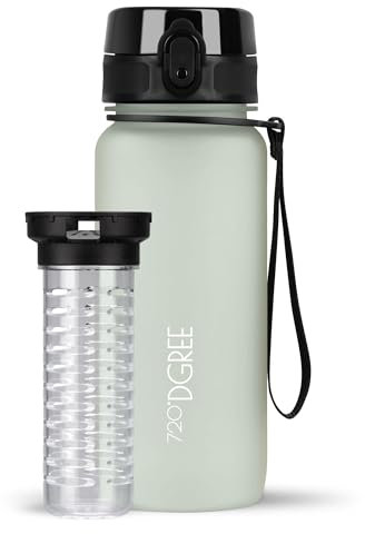 720°DGREE Gourde d'Eau 650ml “uberBottle“ +Fruit-Infuseur, softTouch - Sans BPA, Anti-fuite - Bouteille, water bottle idéale pour Enfants, École, Sport, Randonnée, Camping, Université, Voyage, Travail