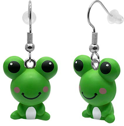 Soul-Cats 1 Paar Quak Frosch Ohrringe aus Kunsstoff für Damen, Mädchen