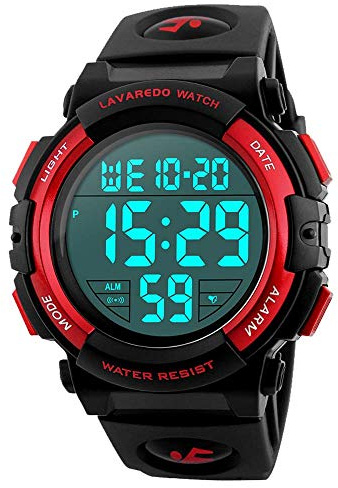 A ALPHA Boys Watch, Digital Sport Outdoor Multifunctional Chronograph LED 50 M Waterproof Alarm Calendar Analog Watch for 3-15 Year Old Boys, Rubber Band