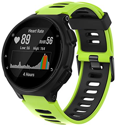ANBEST Armband für Garmin Forerunner 735XT/235 Uhrenarmband, Sport Ersatzarmband aus Silikon für Forerunner 220/230/620/630/Approach S20/S5/S6, Grün/Schwarz