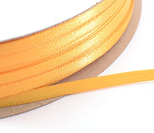 Vaessen Creative Satinband 3mmx100m Gelb Gold, Schleifenband, Dekoband, Bänder zum Basteln, Stoffbänder für Hochzeit, Taufe Und Geburtstagsgeschenke